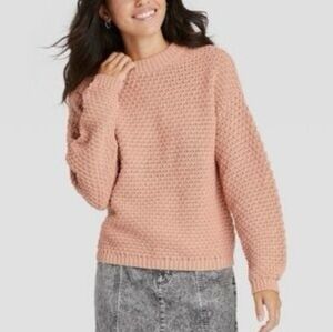 Women's Universal Thread Blush Pink Chunky Knit Cotton Blend Sweater Size Large